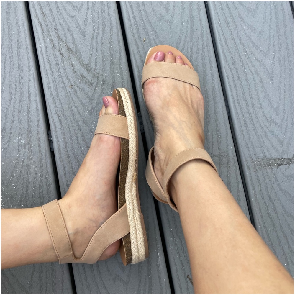 Boho Vegan Suede Buckle Ankle Strap Espadrille Sandal - Picture 9 of 16